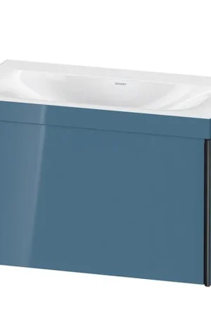 Deal Duravit XViu 31" x 20" x 19" One Drawer C-Bonded Wall-Mount Vanity Kit Without Tap Hole, Stone Blue (XV4610NB247C)
