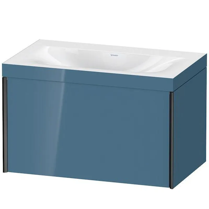Deal Duravit XViu 31" x 20" x 19" One Drawer C-Bonded Wall-Mount Vanity Kit Without Tap Hole, Stone Blue (XV4610NB247C)