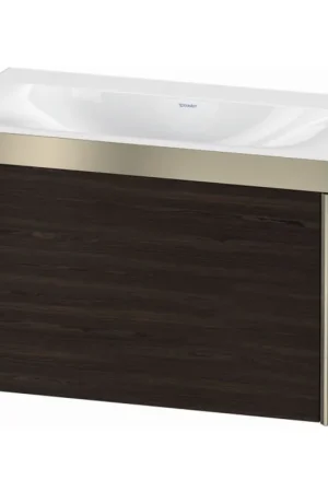 Bulk Order Duravit XViu 31" x 20" x 19" One Drawer C-Bonded Wall-Mount Vanity Kit Without Tap Hole, Walnut Brushed (XV4610NB169P)