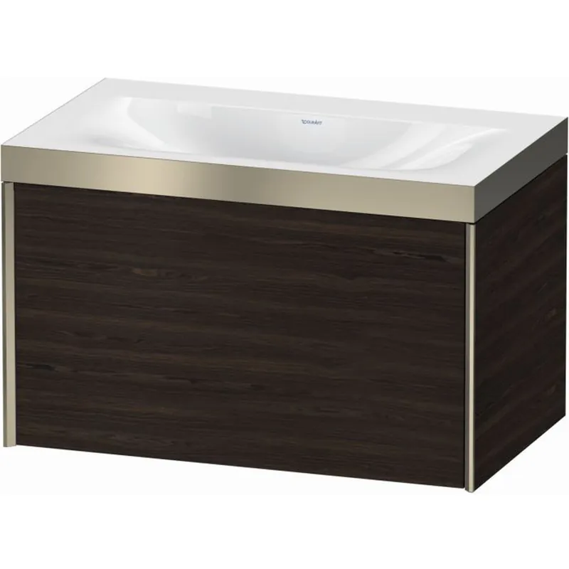 Bulk Order Duravit XViu 31" x 20" x 19" One Drawer C-Bonded Wall-Mount Vanity Kit Without Tap Hole, Walnut Brushed (XV4610NB169P)