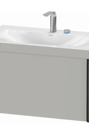 Deal Duravit XViu 31" x 20" x 19" One Drawer C-Bonded Wall-Mount Vanity Kit With Two Tap Holes, Concrete Gray (XV4610EB207C)