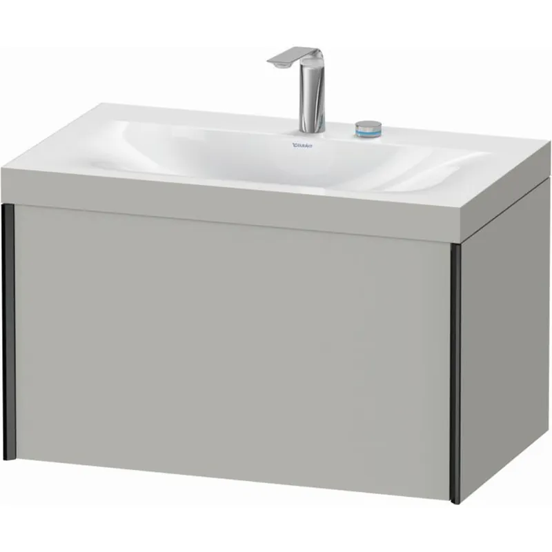 Deal Duravit XViu 31" x 20" x 19" One Drawer C-Bonded Wall-Mount Vanity Kit With Two Tap Holes, Concrete Gray (XV4610EB207C)