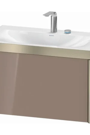 Crafted Duravit XViu 31" x 20" x 19" One Drawer C-Bonded Wall-Mount Vanity Kit With Two Tap Holes, Cappuccino (XV4610EB186P)