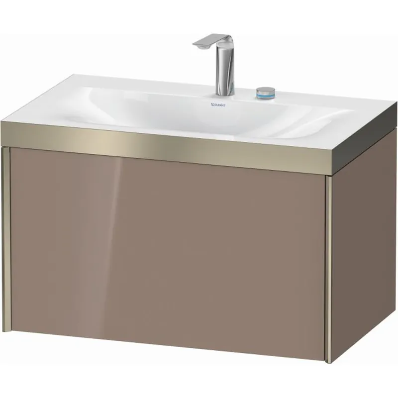Crafted Duravit XViu 31" x 20" x 19" One Drawer C-Bonded Wall-Mount Vanity Kit With Two Tap Holes, Cappuccino (XV4610EB186P)