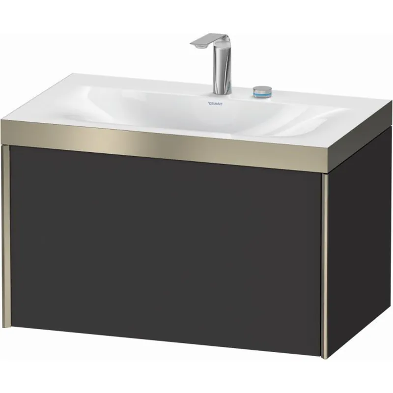 Worldwide Shipping Duravit XViu 31" x 20" x 19" One Drawer C-Bonded Wall-Mount Vanity Kit With Two Tap Holes, Graphite (XV4610EB180P)