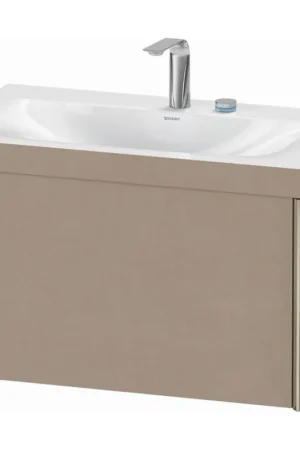 Brand New Duravit XViu 31" x 20" x 19" One Drawer C-Bonded Wall-Mount Vanity Kit With Two Tap Holes, Linen (XV4610EB175C)