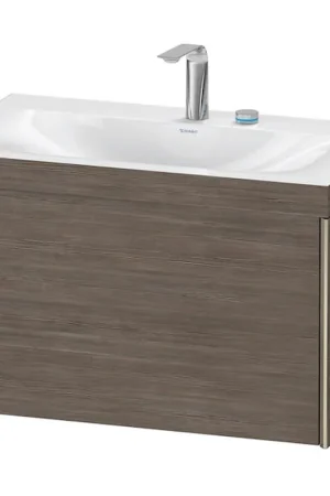 Best Price Duravit XViu 31" x 20" x 19" One Drawer C-Bonded Wall-Mount Vanity Kit With Two Tap Holes, Pine Terra (XV4610EB151C)