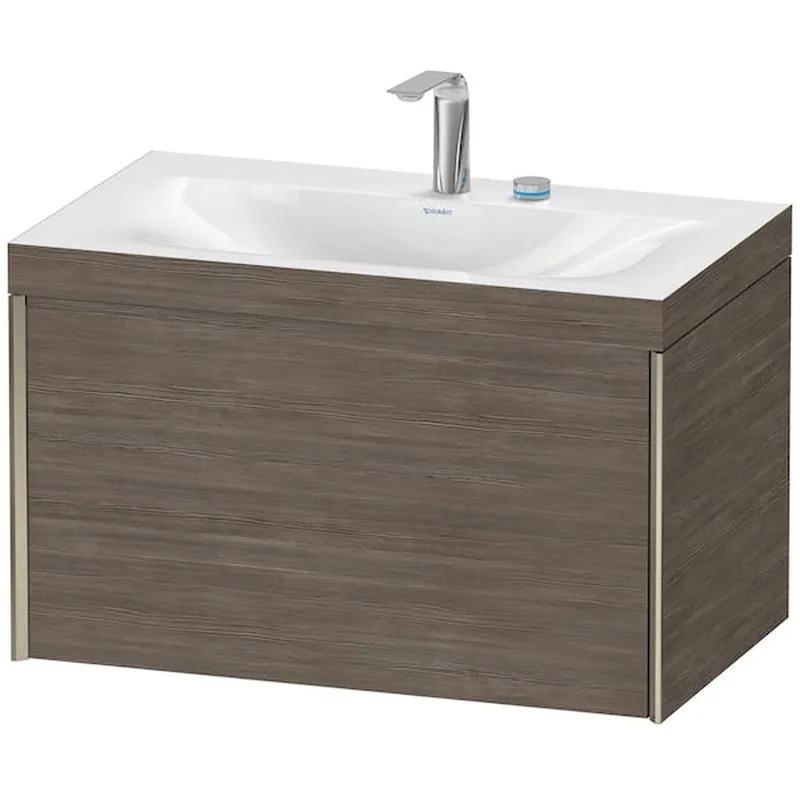 Best Price Duravit XViu 31" x 20" x 19" One Drawer C-Bonded Wall-Mount Vanity Kit With Two Tap Holes, Pine Terra (XV4610EB151C)