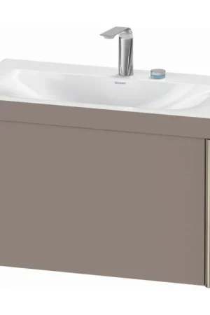 Best Choice Duravit XViu 31" x 20" x 19" One Drawer C-Bonded Wall-Mount Vanity Kit With Two Tap Holes, Basalt (XV4610EB143C)