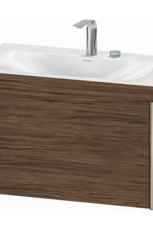 Buy Online Duravit XViu 31" x 20" x 19" One Drawer C-Bonded Wall-Mount Vanity Kit With Two Tap Holes, Walnut Dark (XV4610EB121C)