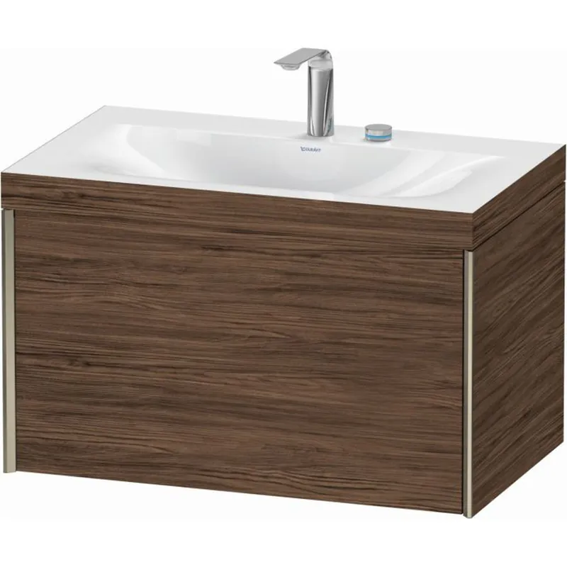 Buy Online Duravit XViu 31" x 20" x 19" One Drawer C-Bonded Wall-Mount Vanity Kit With Two Tap Holes, Walnut Dark (XV4610EB121C)