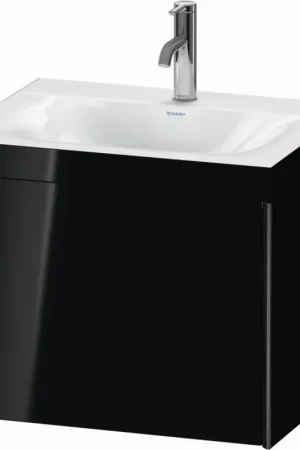 Crafted Duravit XViu 24" x 20" x 19" One Drawer C-Bonded Wall-Mount Vanity Kit With One Tap Hole, Black (XV4609OB240C)