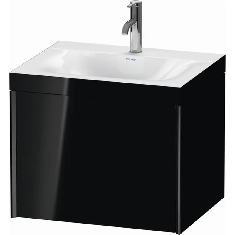 Crafted Duravit XViu 24" x 20" x 19" One Drawer C-Bonded Wall-Mount Vanity Kit With One Tap Hole, Black (XV4609OB240C)