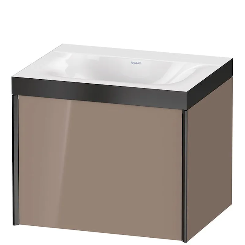 Authentic Duravit XViu 24" x 20" x 19" One Drawer C-Bonded Wall-Mount Vanity Kit Without Tap Hole, Cappuccino (XV4609NB286P)