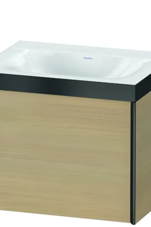 Budget Duravit XViu 24" x 20" x 19" One Drawer C-Bonded Wall-Mount Vanity Kit Without Tap Hole, Mediterranean Oak (XV4609NB271P)
