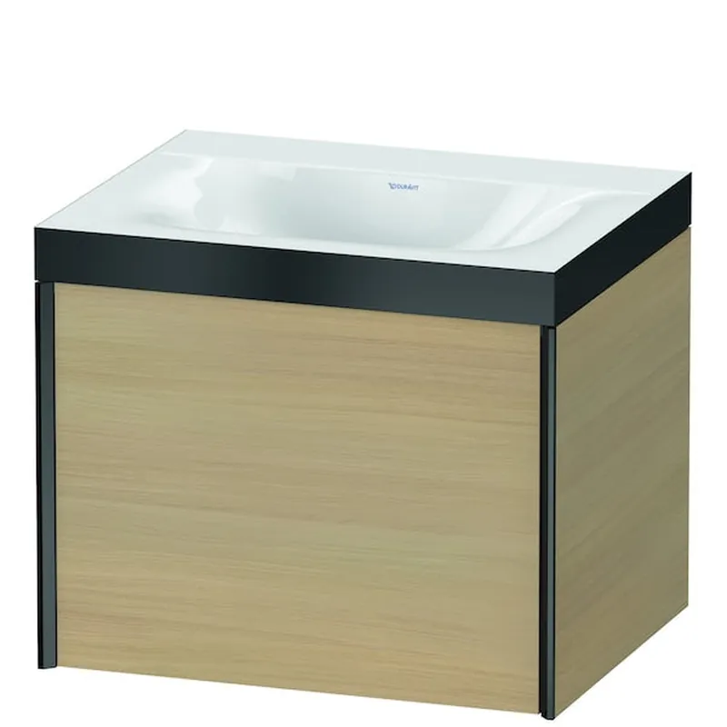 Budget Duravit XViu 24" x 20" x 19" One Drawer C-Bonded Wall-Mount Vanity Kit Without Tap Hole, Mediterranean Oak (XV4609NB271P)