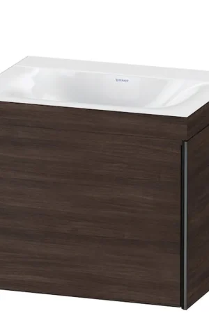 Cheap Duravit XViu 24" x 20" x 19" One Drawer C-Bonded Wall-Mount Vanity Kit Without Tap Hole, Chestnut Dark (XV4609NB253C)
