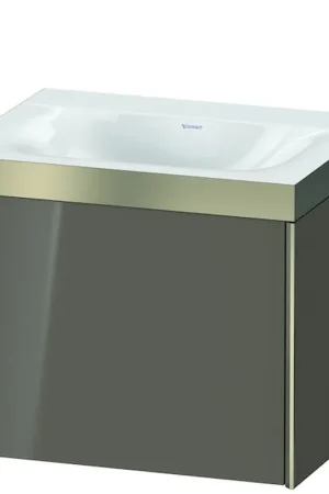 Certified Duravit XViu 24" x 20" x 19" One Drawer C-Bonded Wall-Mount Vanity Kit Without Tap Hole, Flannel Gray (XV4609NB189P)