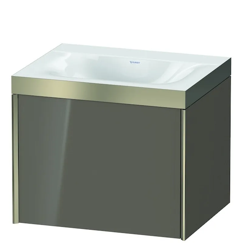 Certified Duravit XViu 24" x 20" x 19" One Drawer C-Bonded Wall-Mount Vanity Kit Without Tap Hole, Flannel Gray (XV4609NB189P)