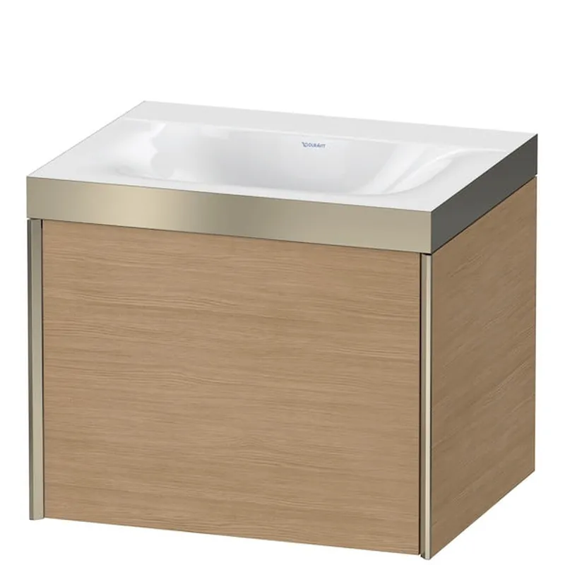 Cheap Duravit XViu 24" x 20" x 19" One Drawer C-Bonded Wall-Mount Vanity Kit Without Tap Hole, European Oak (XV4609NB152P)
