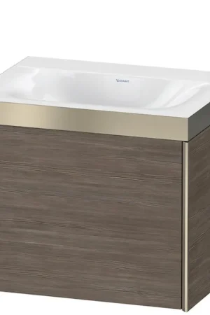 Buy Today Duravit XViu 24" x 20" x 19" One Drawer C-Bonded Wall-Mount Vanity Kit Without Tap Hole, Pine Terra (XV4609NB151P)