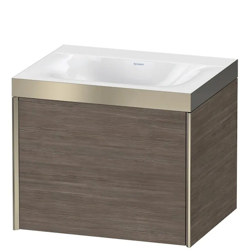 Buy Today Duravit XViu 24" x 20" x 19" One Drawer C-Bonded Wall-Mount Vanity Kit Without Tap Hole, Pine Terra (XV4609NB151P)
