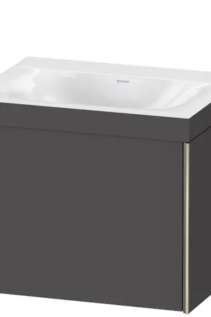 Crafted Duravit XViu 24" x 20" x 19" One Drawer C-Bonded Wall-Mount Vanity Kit Without Tap Hole, Graphite (XV4609NB149C)