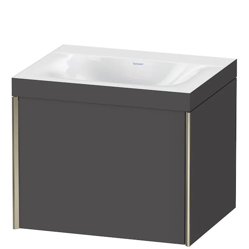 Crafted Duravit XViu 24" x 20" x 19" One Drawer C-Bonded Wall-Mount Vanity Kit Without Tap Hole, Graphite (XV4609NB149C)