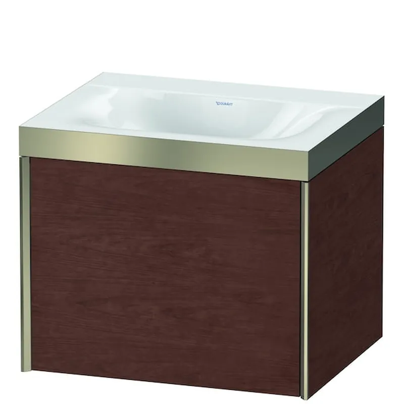 Direct From Manufacturer Duravit XViu 24" x 20" x 19" One Drawer C-Bonded Wall-Mount Vanity Kit Without Tap Hole, American Walnut (XV4609NB113P)