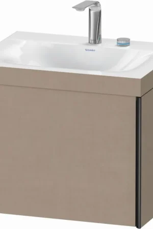 Clearance Duravit XViu 24" x 20" x 19" One Drawer C-Bonded Wall-Mount Vanity Kit With Two Tap Holes, Linen (XV4609EB275C)