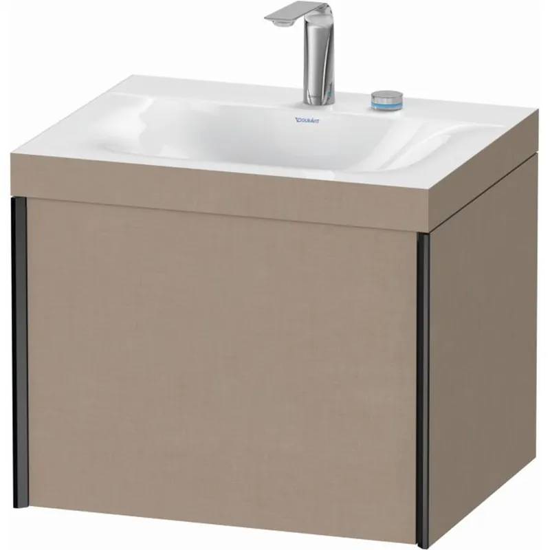 Clearance Duravit XViu 24" x 20" x 19" One Drawer C-Bonded Wall-Mount Vanity Kit With Two Tap Holes, Linen (XV4609EB275C)