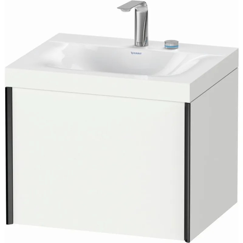 Certified Duravit XViu 24" x 20" x 19" One Drawer C-Bonded Wall-Mount Vanity Kit With Two Tap Holes, White (XV4609EB218C)