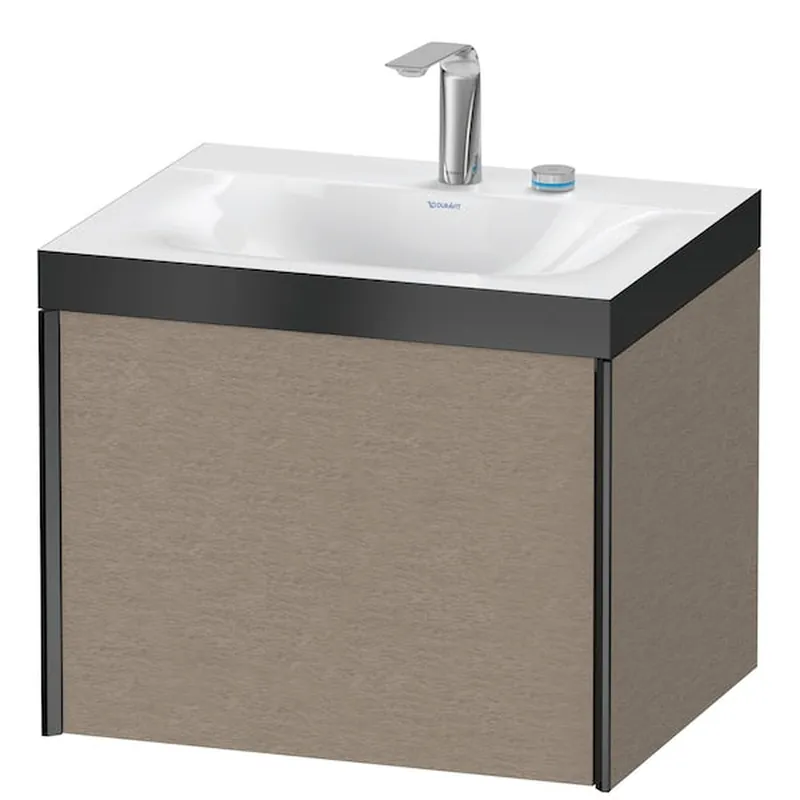 Budget Duravit XViu 24" x 20" x 19" One Drawer C-Bonded Wall-Mount Vanity Kit With Two Tap Holes, Cashmere Oak (XV4609EB211P)