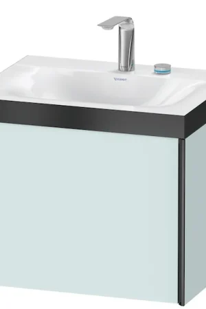 Authentic Duravit XViu 24" x 20" x 19" One Drawer C-Bonded Wall-Mount Vanity Kit With Two Tap Holes, Light Blue (XV4609EB209P)