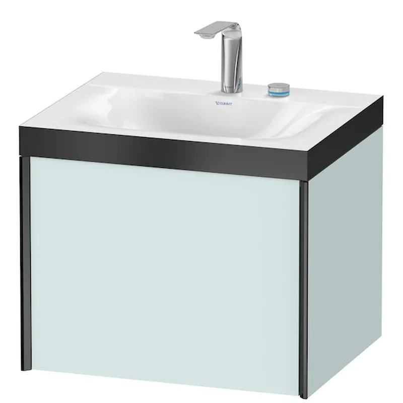 Authentic Duravit XViu 24" x 20" x 19" One Drawer C-Bonded Wall-Mount Vanity Kit With Two Tap Holes, Light Blue (XV4609EB209P)