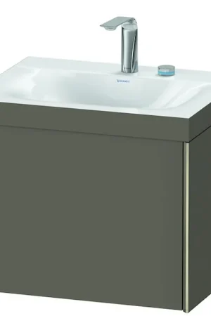 Affordable Duravit XViu 24" x 20" x 19" One Drawer C-Bonded Wall-Mount Vanity Kit With Two Tap Holes, Flannel Gray (XV4609EB190C)