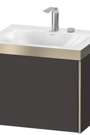 Buy Online Duravit XViu 24" x 20" x 19" One Drawer C-Bonded Wall-Mount Vanity Kit With Two Tap Holes, Graphite (XV4609EB180P)