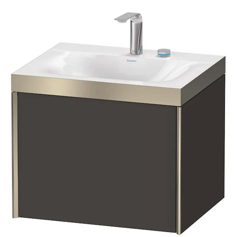Buy Online Duravit XViu 24" x 20" x 19" One Drawer C-Bonded Wall-Mount Vanity Kit With Two Tap Holes, Graphite (XV4609EB180P)