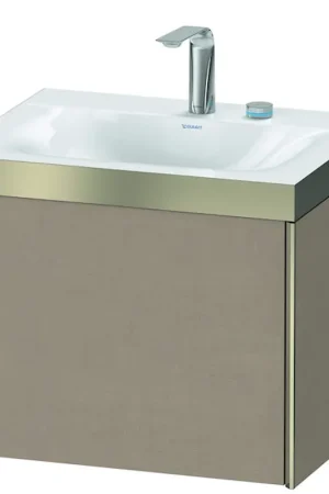 Bargain Duravit XViu 24" x 20" x 19" One Drawer C-Bonded Wall-Mount Vanity Kit With Two Tap Holes, Linen (XV4609EB175P)