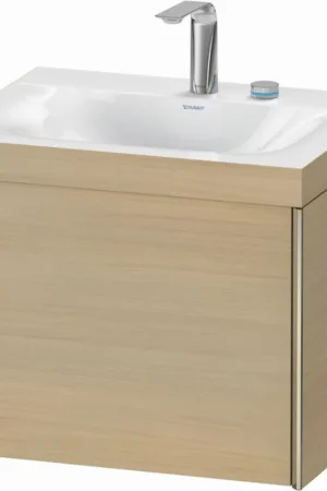 Clearance Duravit XViu 24" x 20" x 19" One Drawer C-Bonded Wall-Mount Vanity Kit With Two Tap Holes, Mediterranean Oak (XV4609EB171C)