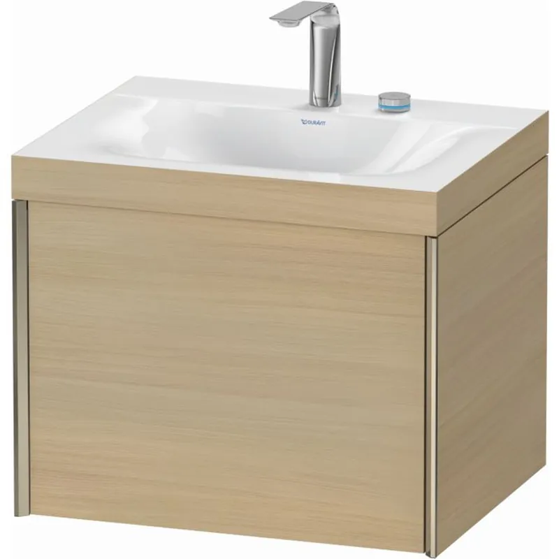Clearance Duravit XViu 24" x 20" x 19" One Drawer C-Bonded Wall-Mount Vanity Kit With Two Tap Holes, Mediterranean Oak (XV4609EB171C)