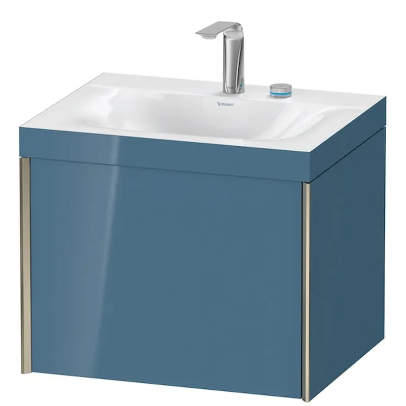 Authentic Duravit XViu 24" x 20" x 19" One Drawer C-Bonded Wall-Mount Vanity Kit With Two Tap Holes, Stone Blue (XV4609EB147C)