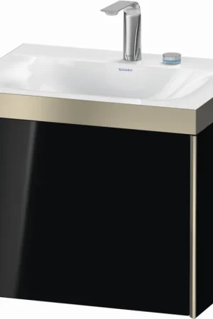 Clearance Duravit XViu 24" x 20" x 19" One Drawer C-Bonded Wall-Mount Vanity Kit With Two Tap Holes, Black (XV4609EB140P)