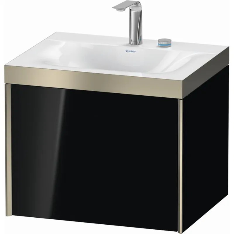 Clearance Duravit XViu 24" x 20" x 19" One Drawer C-Bonded Wall-Mount Vanity Kit With Two Tap Holes, Black (XV4609EB140P)