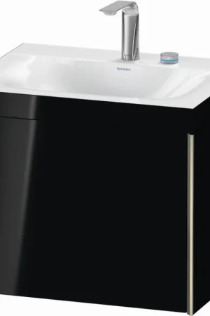 Deal Duravit XViu 24" x 20" x 19" One Drawer C-Bonded Wall-Mount Vanity Kit With Two Tap Holes, Black (XV4609EB140C)