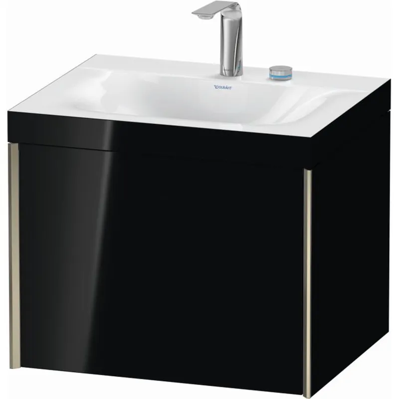 Deal Duravit XViu 24" x 20" x 19" One Drawer C-Bonded Wall-Mount Vanity Kit With Two Tap Holes, Black (XV4609EB140C)