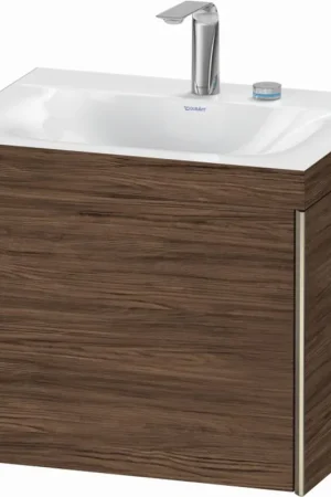 Big Sale Duravit XViu 24" x 20" x 19" One Drawer C-Bonded Wall-Mount Vanity Kit With Two Tap Holes, Walnut Dark (XV4609EB121C)