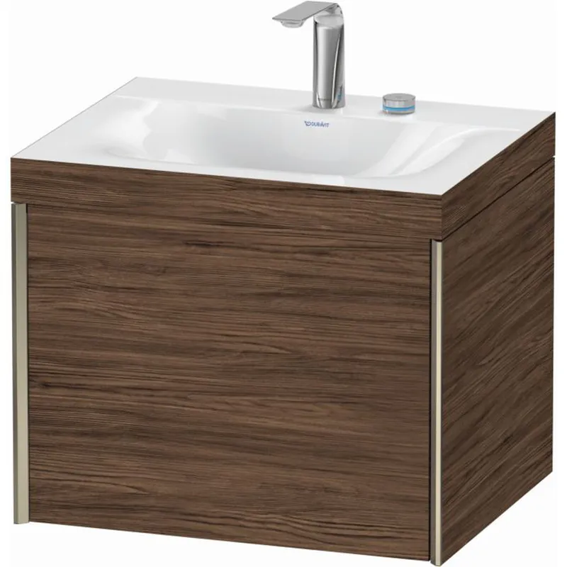 Big Sale Duravit XViu 24" x 20" x 19" One Drawer C-Bonded Wall-Mount Vanity Kit With Two Tap Holes, Walnut Dark (XV4609EB121C)