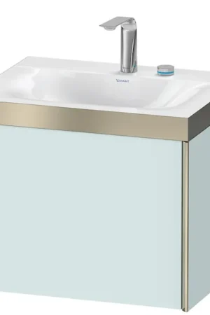 Affordable Duravit XViu 24" x 20" x 19" One Drawer C-Bonded Wall-Mount Vanity Kit With Two Tap Holes, Light Blue (XV4609EB109P)