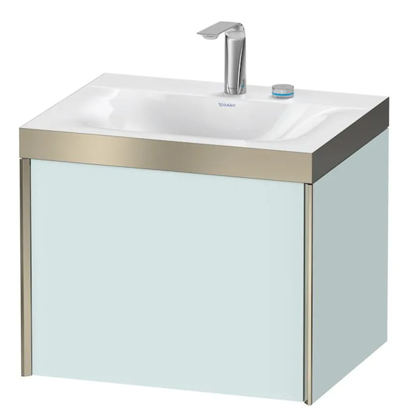 Affordable Duravit XViu 24" x 20" x 19" One Drawer C-Bonded Wall-Mount Vanity Kit With Two Tap Holes, Light Blue (XV4609EB109P)